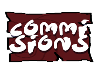  a dark brown wood sign reading commissions